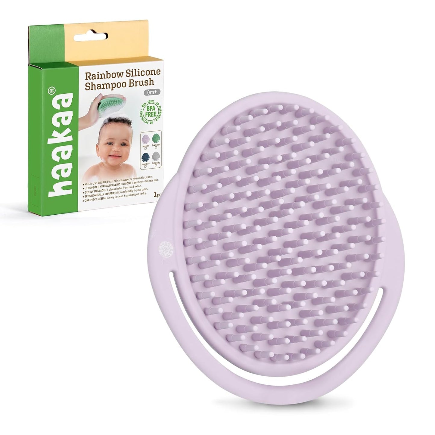 Silicone Baby Shampoo Brush Gentle Scalp Scrubber & Cradle Cap Comb for Newborns | Soft Hair Brush for Bath Time Essentials (Lavender, 1 Pack)