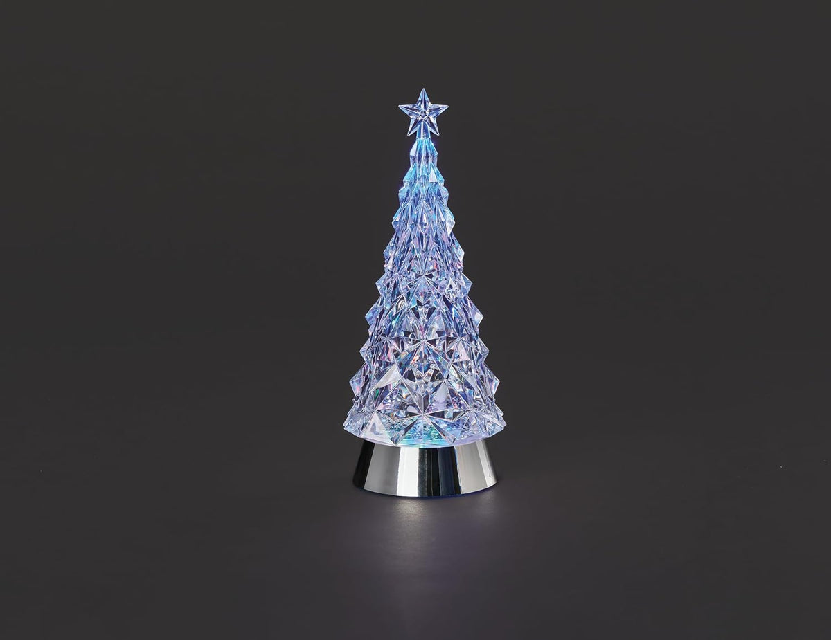 Roman, 11" H Lighted Multicolored Swirl Christmas Tree with Silver Base, Confetti Lite Tabletop Holiday Decoration, LED Glitter Tree,