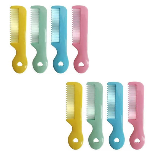 8-Piece Colorful Round-Tip Baby Comb & Brush Set Gentle Bristles for Sensitive Scalp