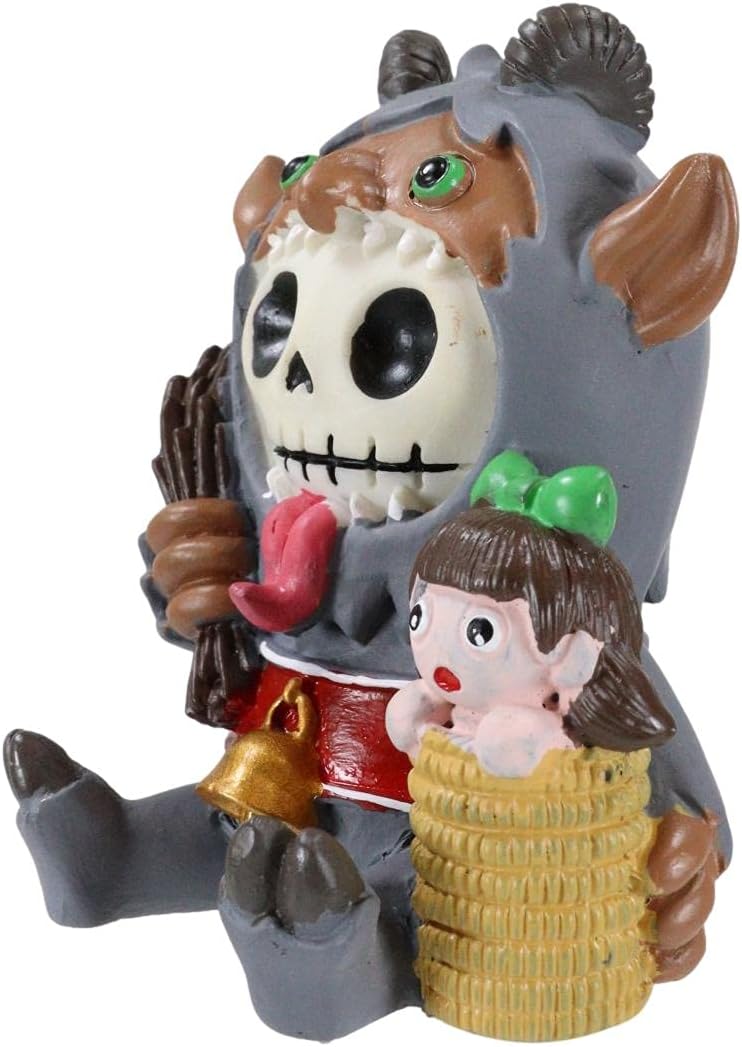 Ebros Gift Furrybones Christmas Terror Hunchback Krampus Skeleton with Naughty Child Figurine Furry Bones Skulls Skeletons Halloween Sculpture