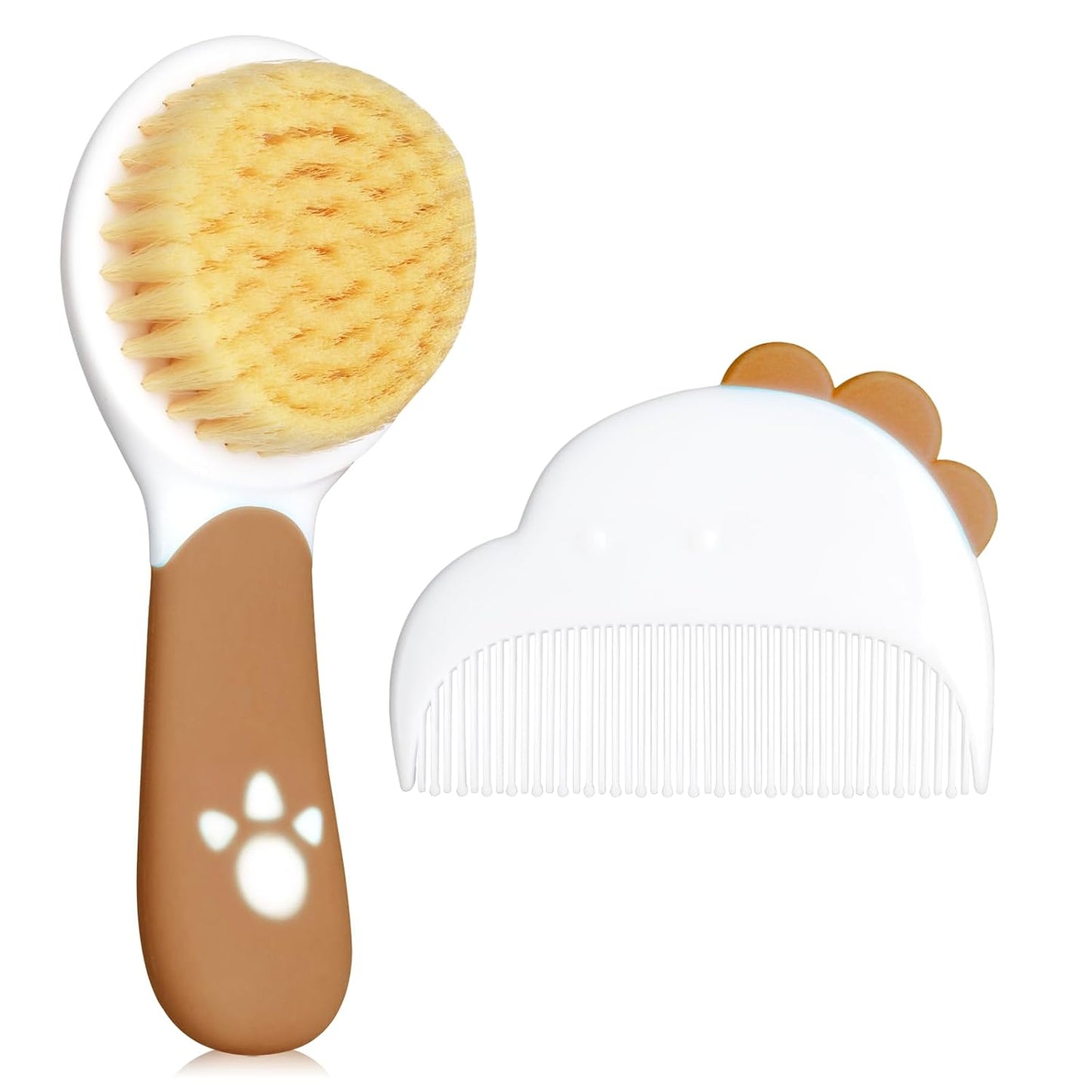 Baby Hair Brush and Comb Set Soft Bristles Cradle Cap Care Wood Color