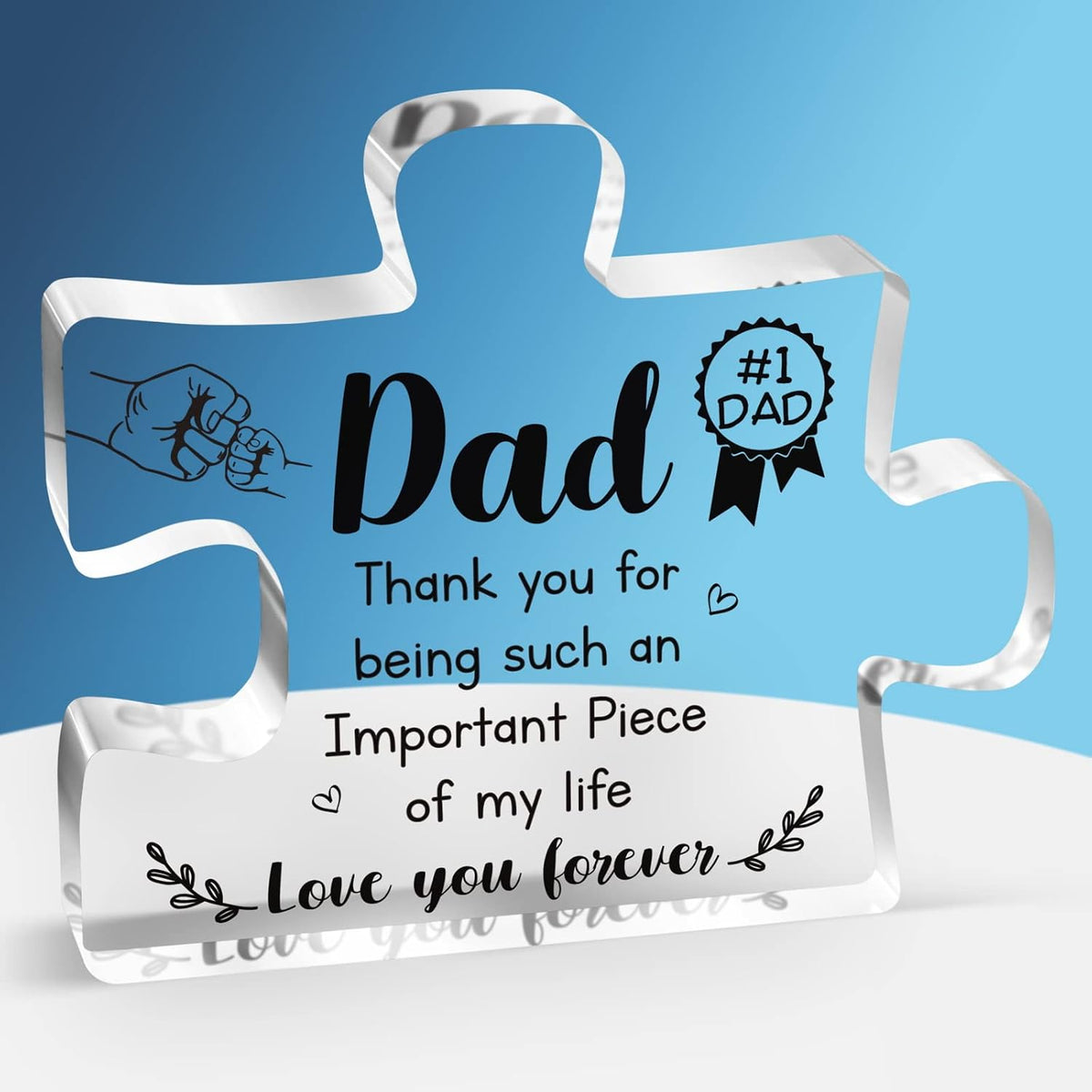 Dad Birthday Gift - Engraved Acrylic Block Puzzle Piece Decorations 3.9 x 3.3 inch - Christmas Fathers Day Birthday Gift for Dad from Daughter Son, Ideas Puzzle Piece Home Decor