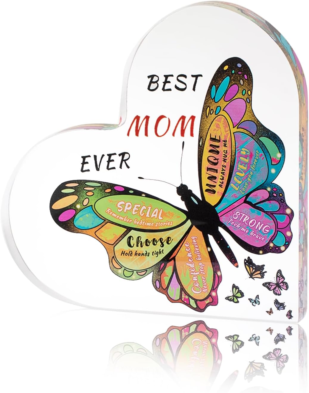 Gifts for Mom from Daughter Son,Butterfly Desk Decorations Best Mom Everï¼ŒMother Birthday Present for Mom Christmas Anniversary and Mothers Day Gifts (5.9 x 5.9 x 0.6inï¼‰