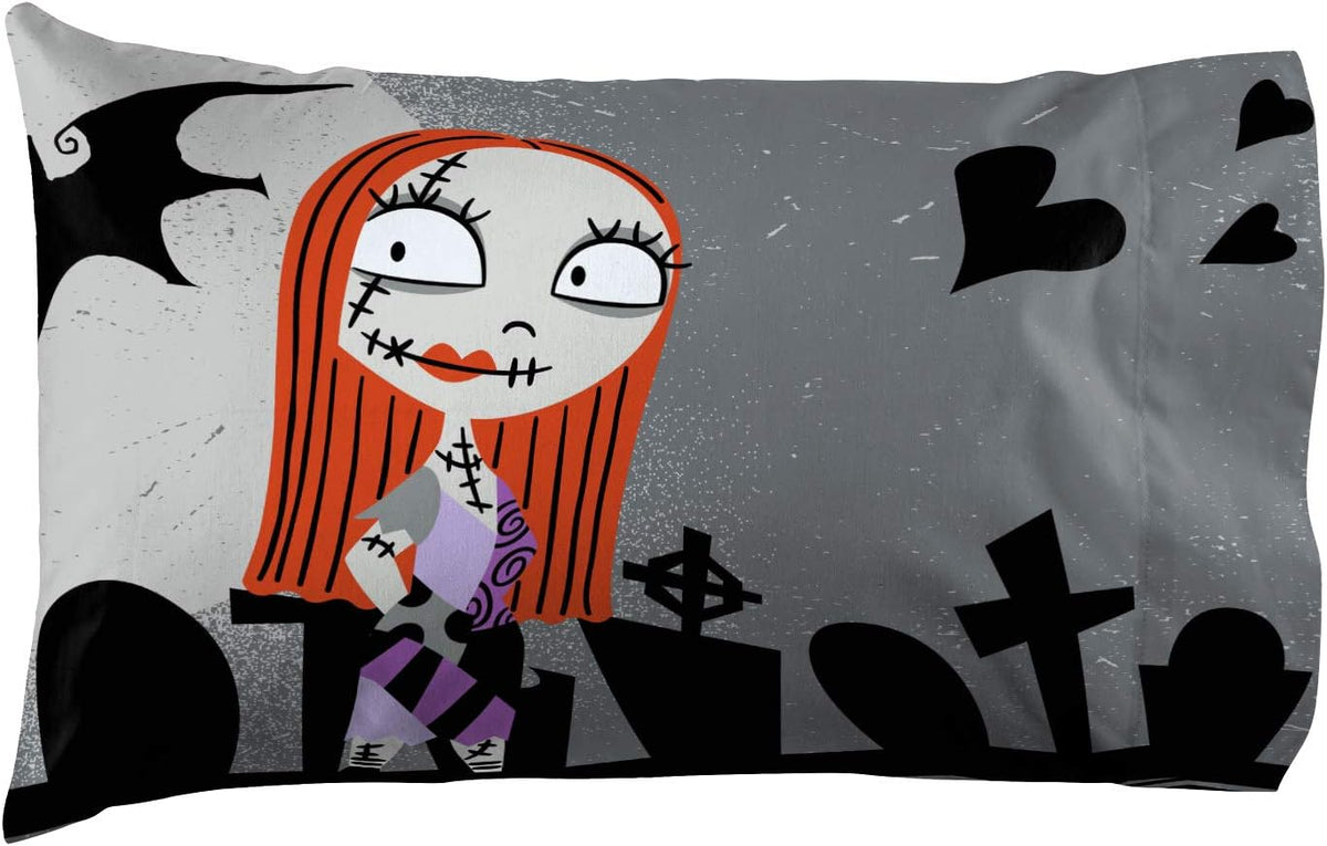Nightmare Before Christmas Jack Sally Kids Pillowcase Reversible, Gray