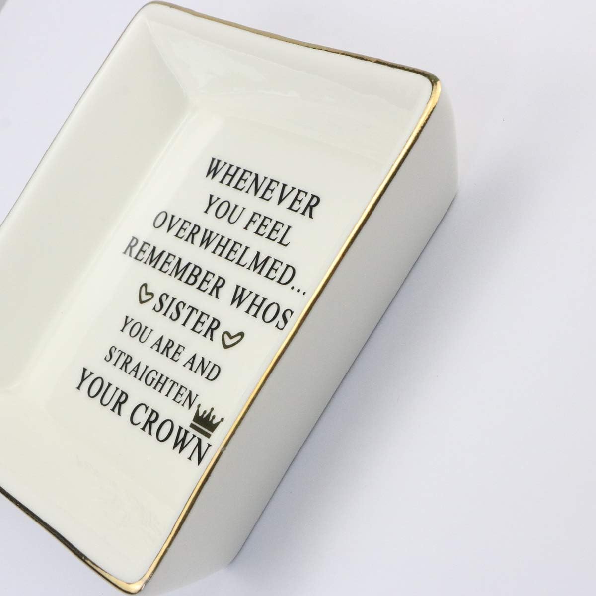 JoycuFF Inspirational Gift for Sister - Sister Gifts for Birthday, Christmas, Mother's Day - Trinket Dish Decorative Ring Dish Jewelry Tray Home Decor