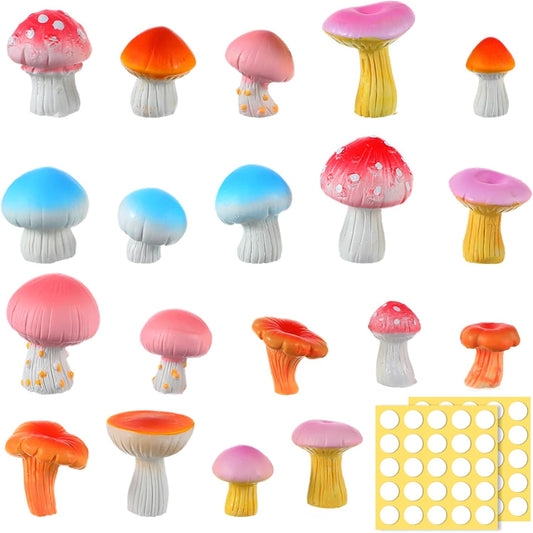 19-Piece Mini Resin Mushrooms Set Fairy Garden & Outdoor Craft Ornaments | USA Decoration®