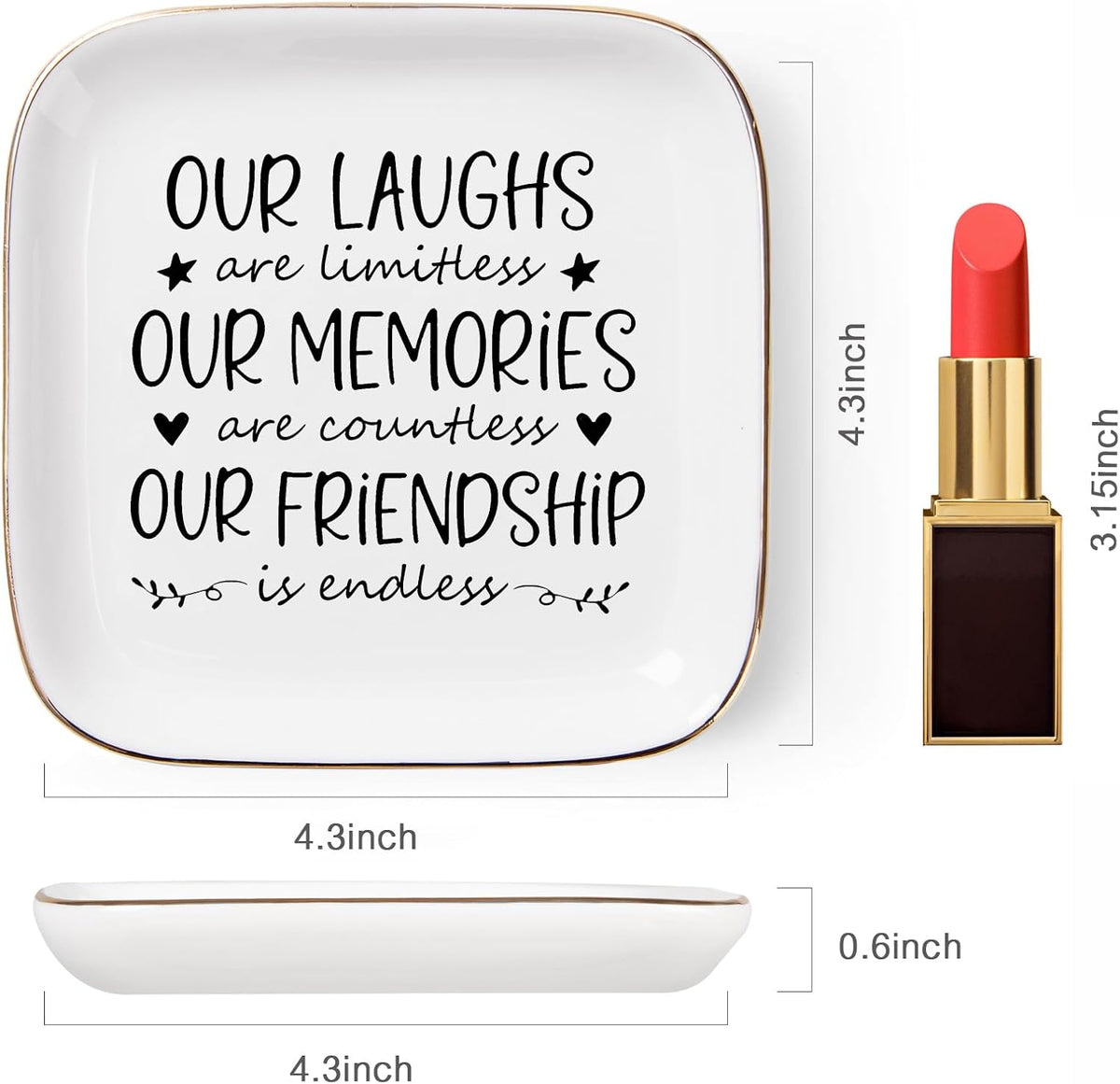 Piudee Friendship Gifts for Women Best Friends Birthday Gift Jewelry Dish