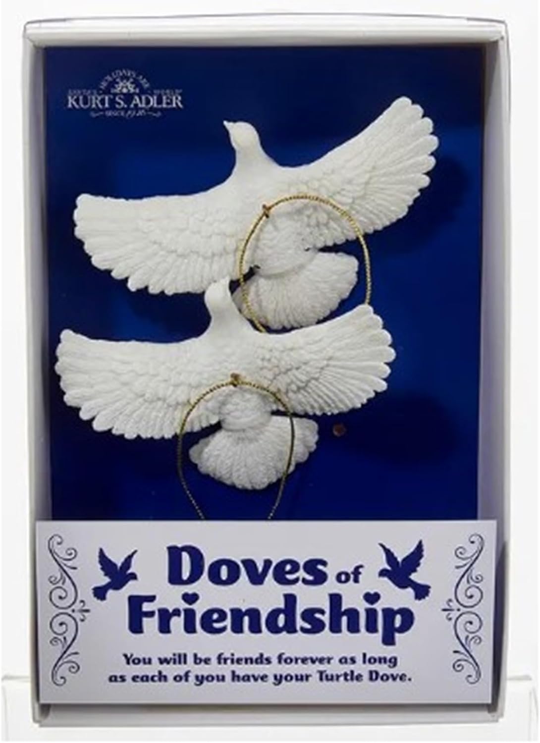 Kurt Adler Resin Friendship Dove Ornament (Set of 2), 4.5"