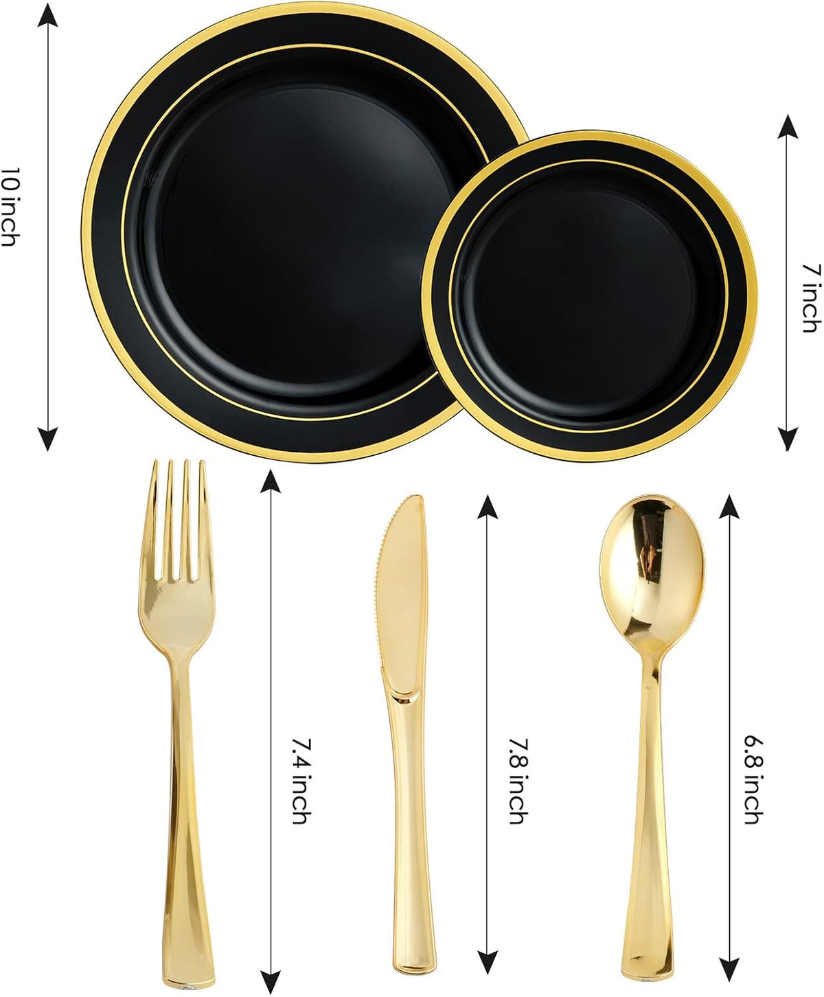 125 PCS Plastic Plates Set Gold Disposable Dinnerware Set for 25 Guests