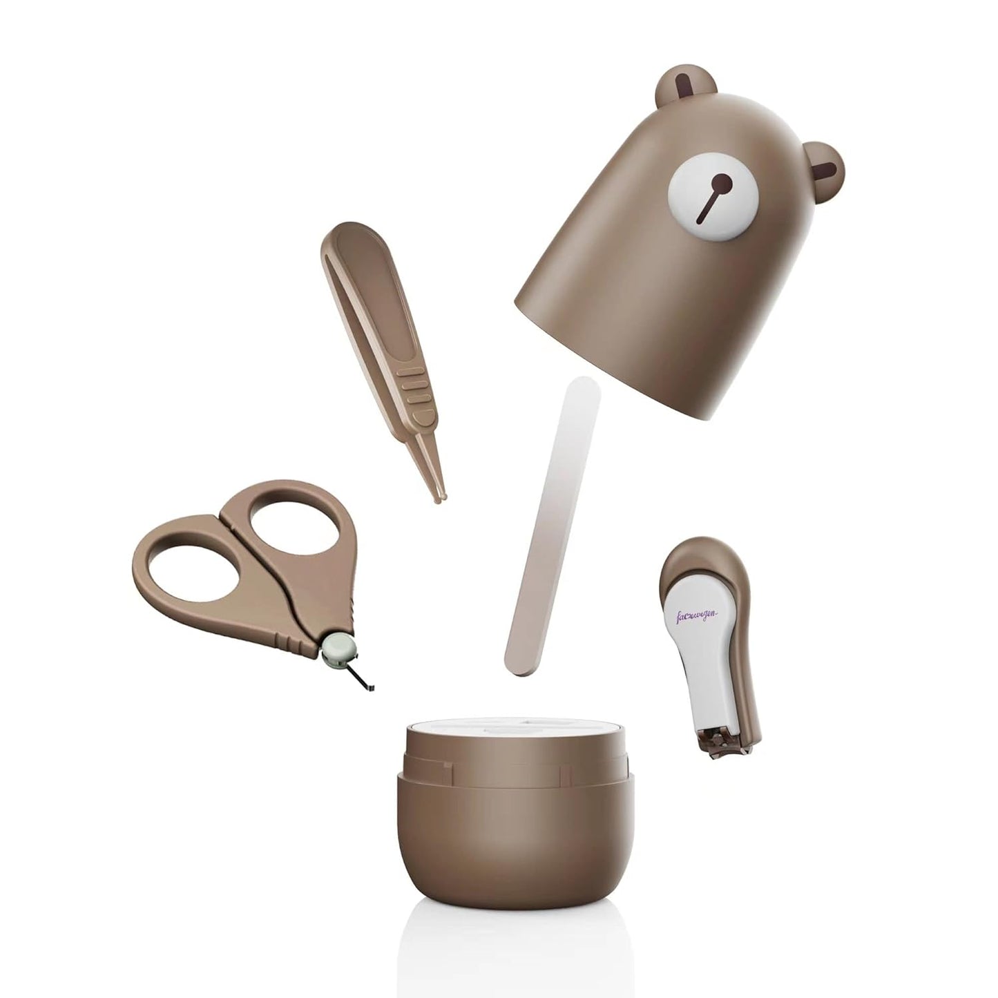 Baby Nail Clippers Set with Cute Case Manicure & Pedicure Kit for Newborns, Kids & New Parents (Bronze Bear)