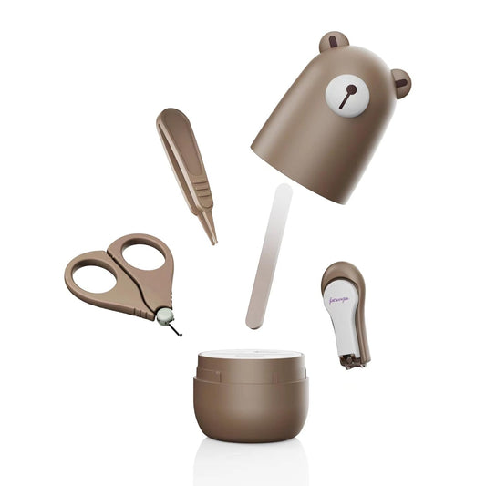 Baby Nail Clippers Set with Cute Case Manicure & Pedicure Kit for Newborns, Kids & New Parents (Bronze Bear)