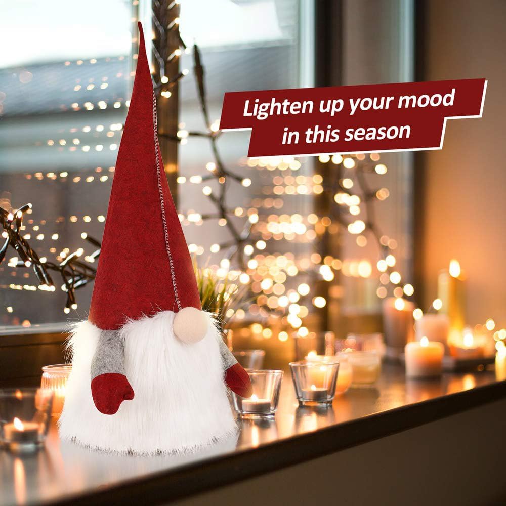 D-FantiX Gnome Christmas Tree Topper, 25 Inch Large Red Hat Swedish Tomte Gnome Christmas Ornaments Santa Gnomes Plush Scandinavian Christmas Decorations Holiday Home DÃ©cor