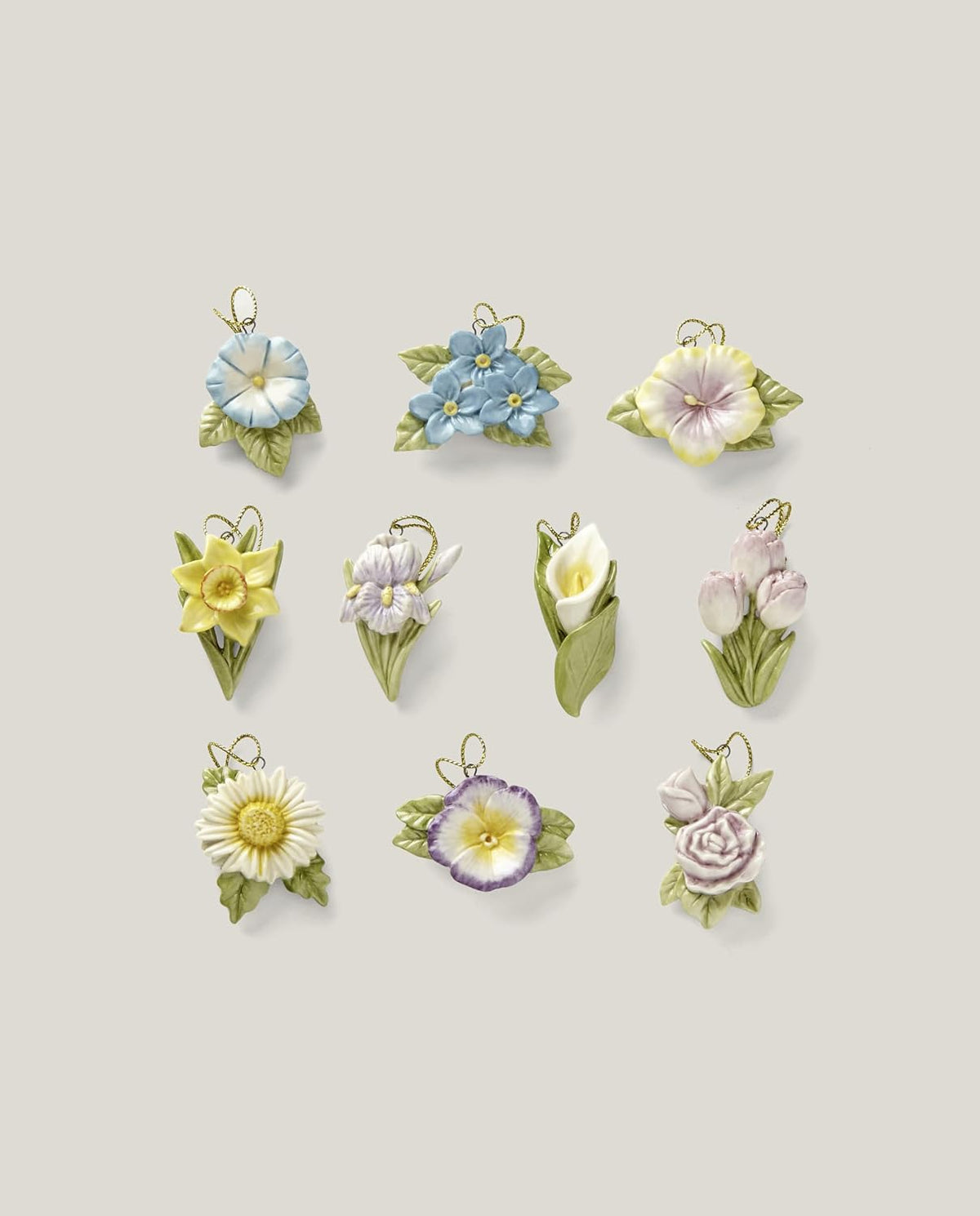 Lenox Celebrate Flowers 10-Piece Mini Hanging Ornament Set