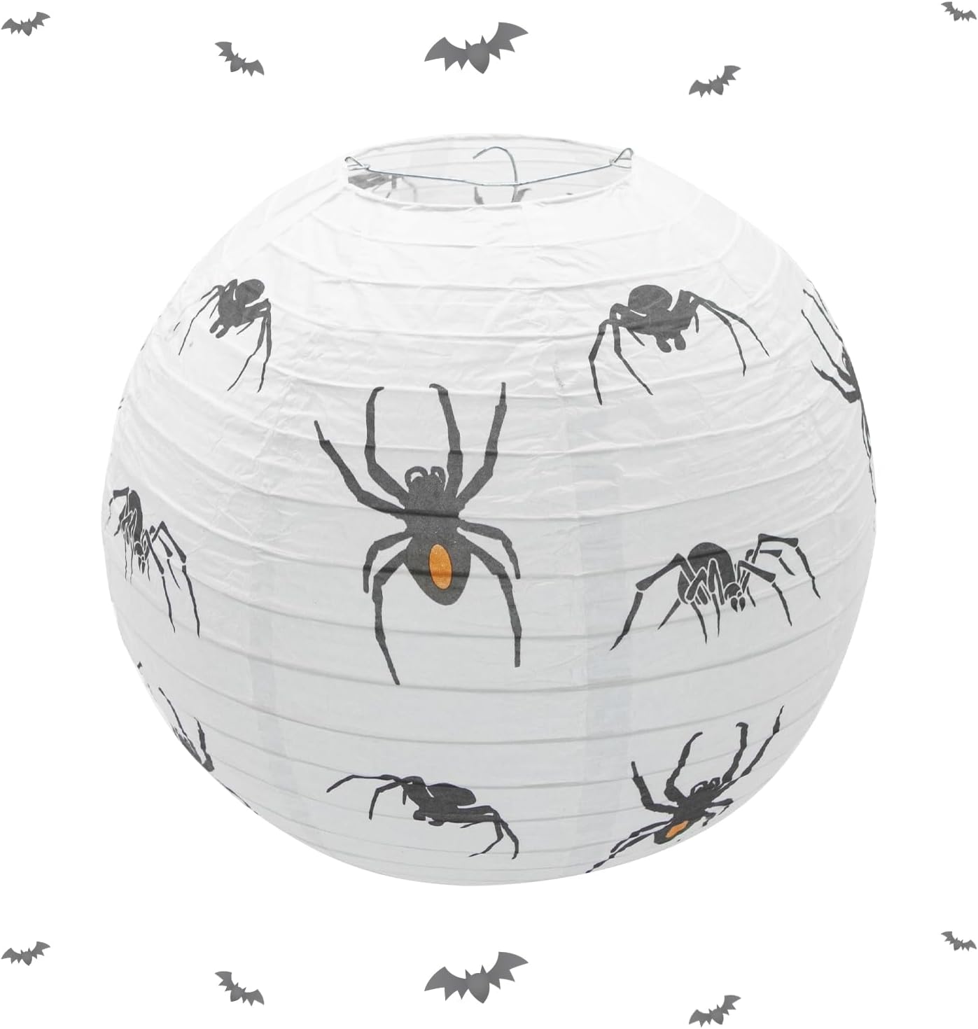 12 in Halloween Hanging Paper Lantern Pumpkin, Spider, Bat & Skull Design (White) | USA Decoration®