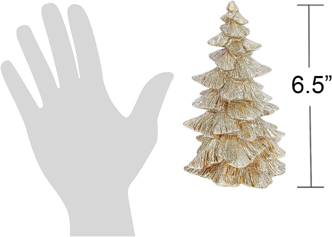 Raz Set of 3 Champagne Gold Glittered Christmas Trees- 6.5 inches to 9.5 inches Tall