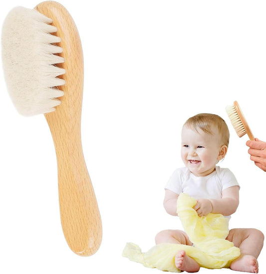 2-Pack Baby Hair Brushes with Soft Goat Bristles Gentle Scalp Care for Newborns & Toddlers