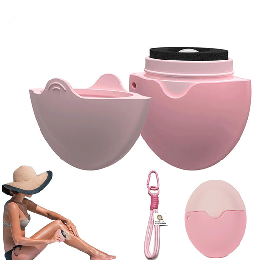 Refillable Roll-On Sunscreen Applicator with Sponge, Travel Size 1.85 oz Baby & Toddler Friendly Suncream Lotion for Easy Summer Beach Use (Pink)