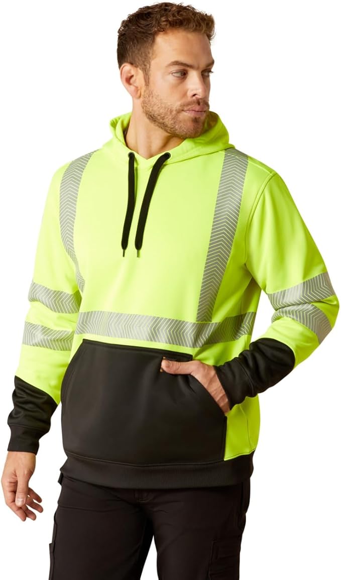 Hi-Visibility Color Blocked Pullover Hooded Fleece Sweatshirt - Tall Sizes | USA Decoration