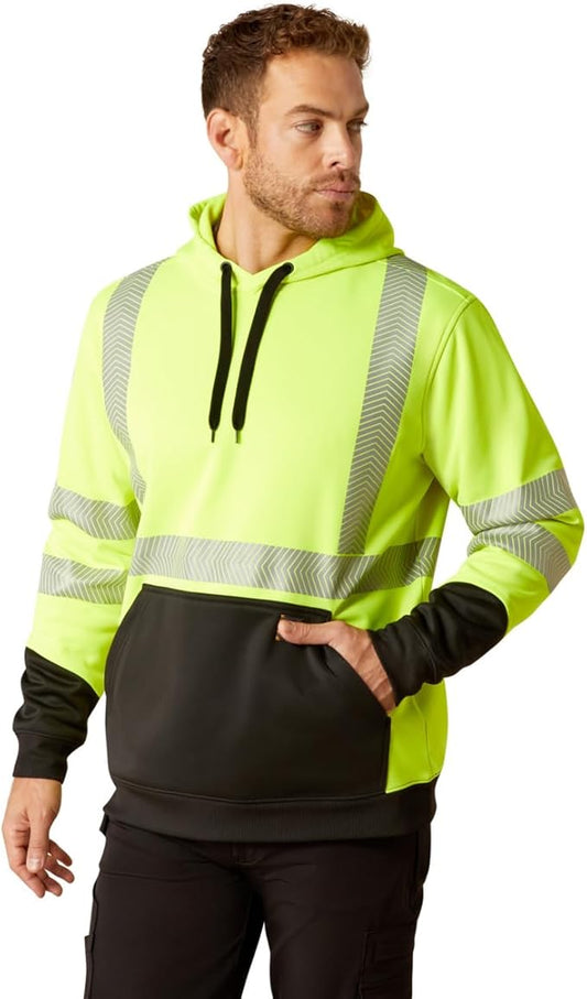 Hi-Visibility Color-Blocked Pullover Hooded Fleece Sweatshirt | USA Decoration