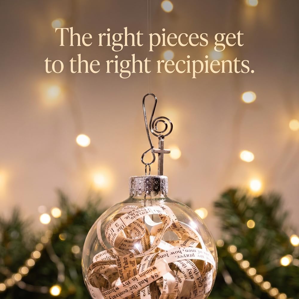 Rescued Antique Bible Glass Religious Christmas Tree Ornament with Silver Cross - Hanging Accessories for Home, Office, Church - Unique Gift for Friends, Family, Pastor