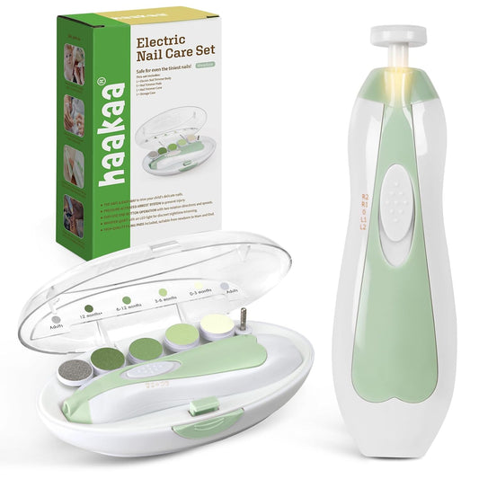 Electric Baby Nail File Clippers Set LED Light Portable Nail Care Kit
