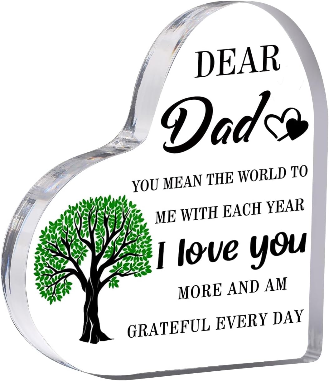 Gift for Dad from Daughter Son Wife, Acrylic Heart Plaque Paperweights,