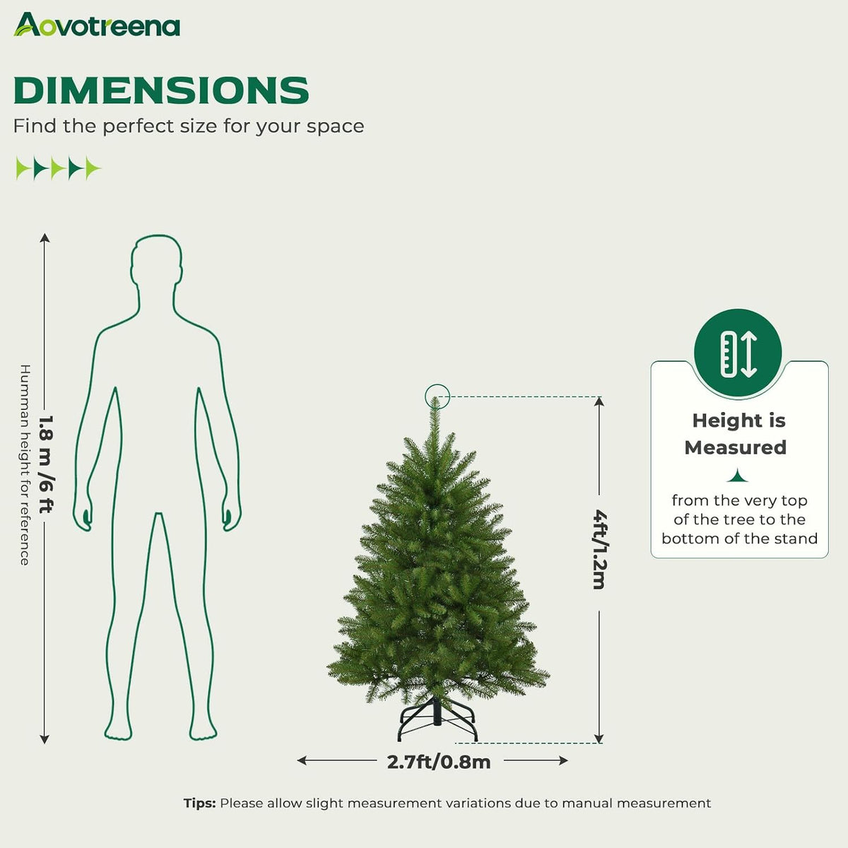 4ft Unlit Christmas Tree 436 PVC Tips for Small Space Decor