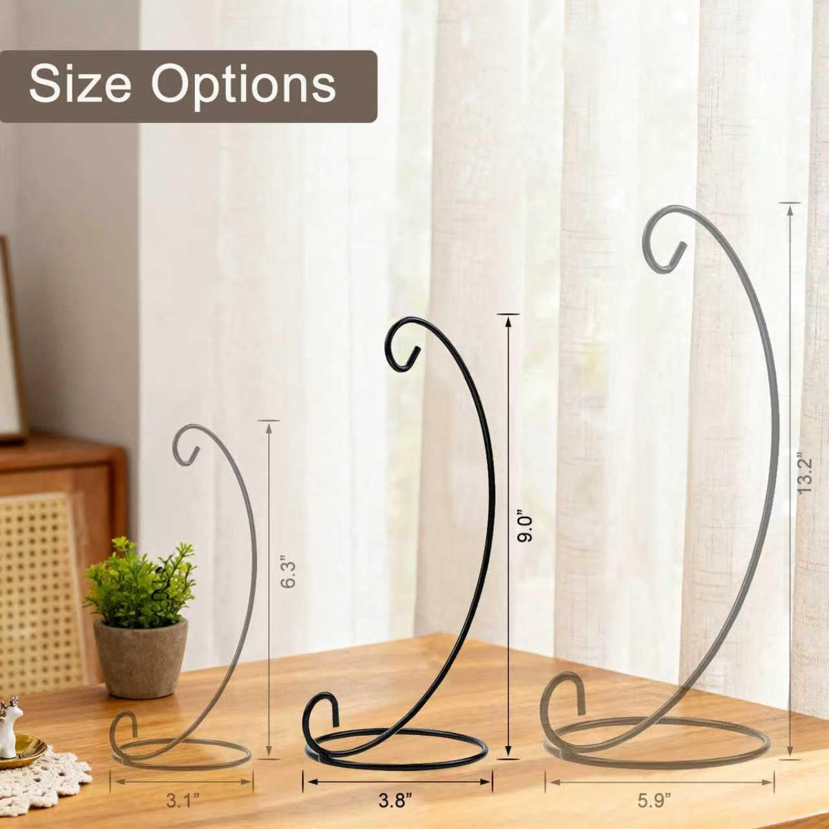 Christmas Ornament Display Stands 9in, 10 Pack Black Iron Hanging Stand Rack Holder for Halloween Decoration, Glass Globe Air Plant Terrarium, Witch Ball and Home Wedding