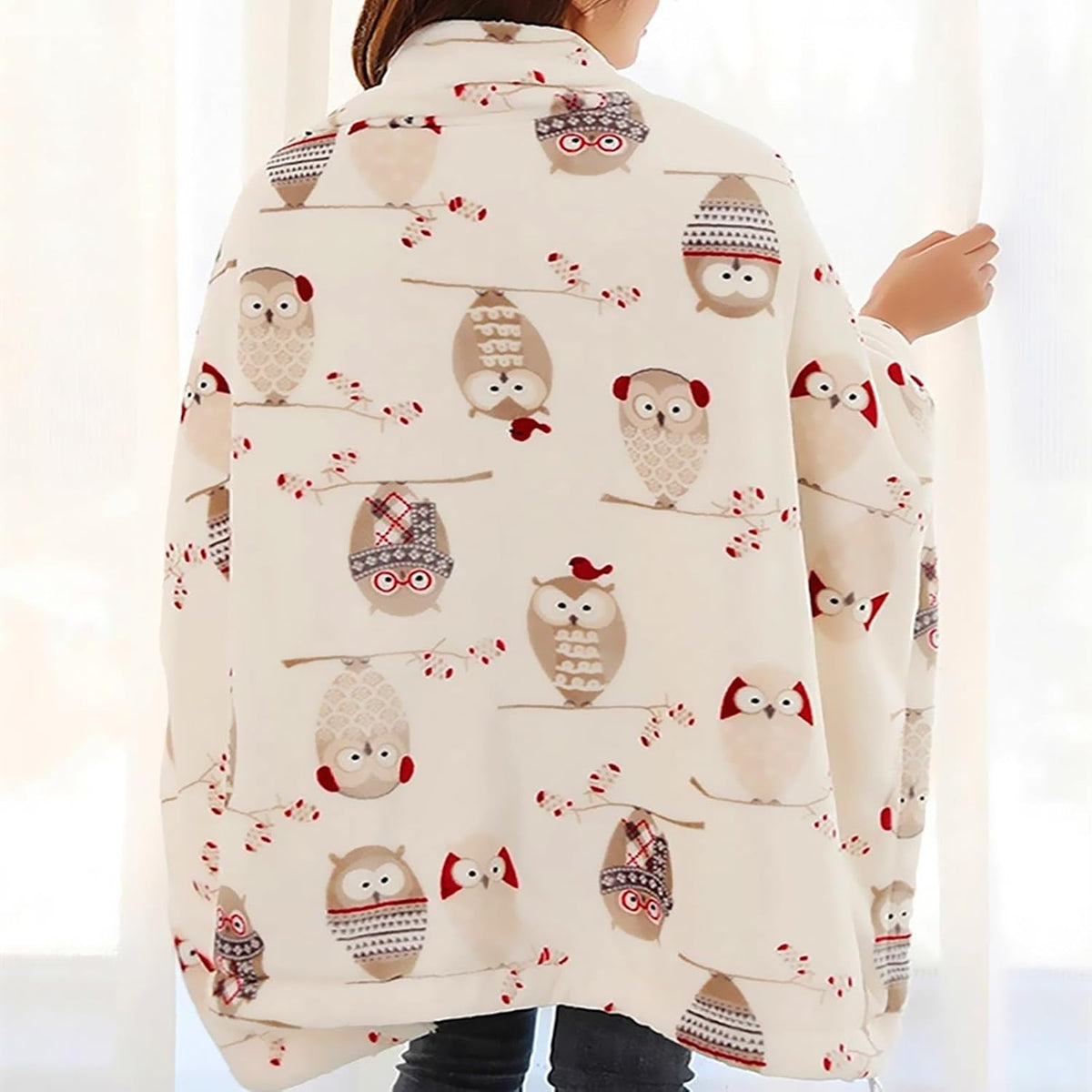 UKELER Owl Sherpa Fleece Blanket Twin Size 60''x80''- Ultra Soft Cozy Flannel Blanket for Bed/Couch/Sofa/Office/Camping, Great Gift for Women's Day,Mother's Day,Father's Day,Thanksgiving,Christmas