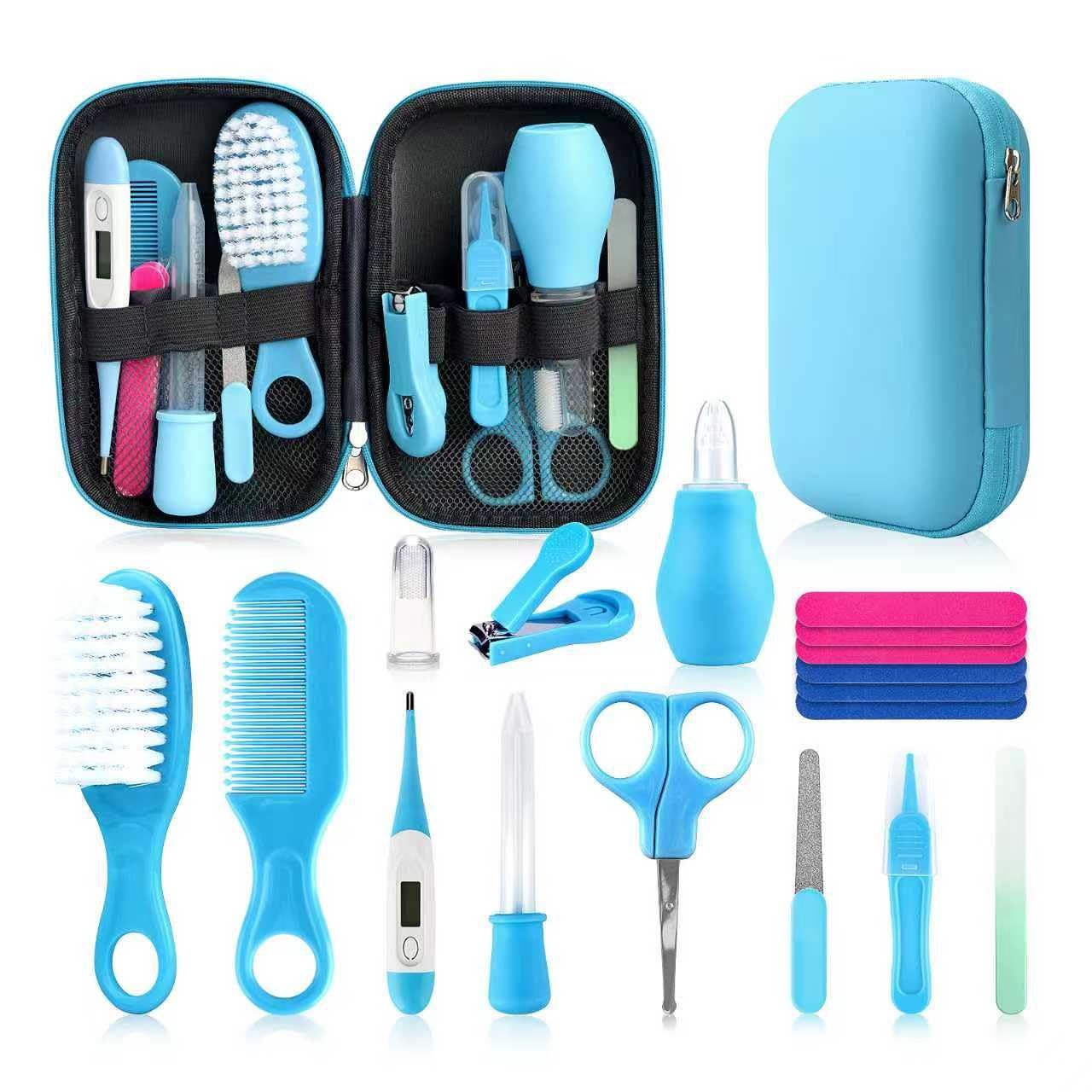 Baby Healthcare & Grooming Kit 18-Piece (Blue) Complete Safety & Electric Nail Trimmer Set for Newborns, Infants & Toddlers