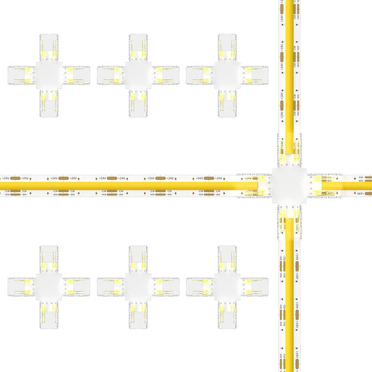 PAUTIX 10 mm Cross Connectors (6 pcs) Solderless 3-Pin CCT COB LED Strip Extension | USA Decoration®