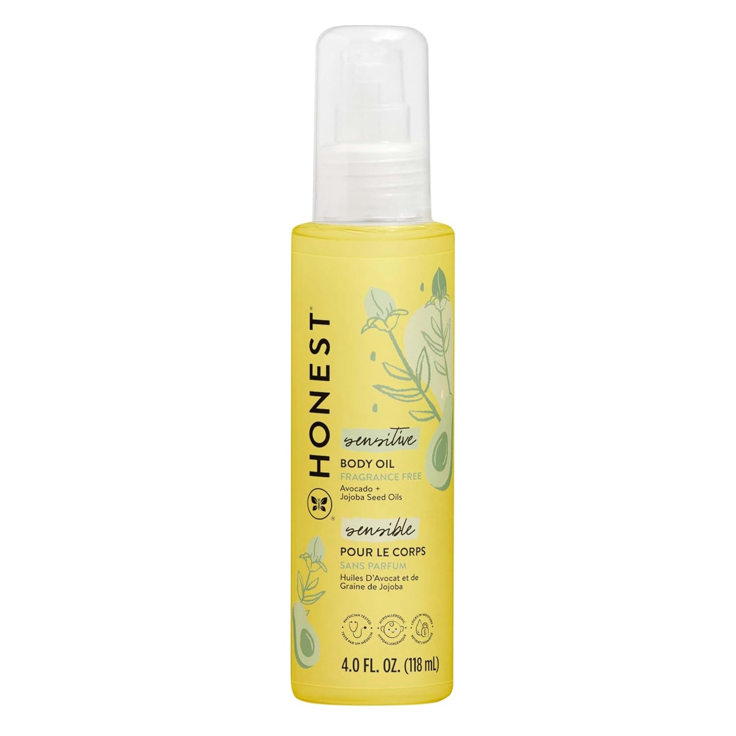 Fragrance Free Baby Body Oil, Plant-Based & Hypoallergenic, Moisturizing and Soothing, Vegan Formula, 4.0 fl oz