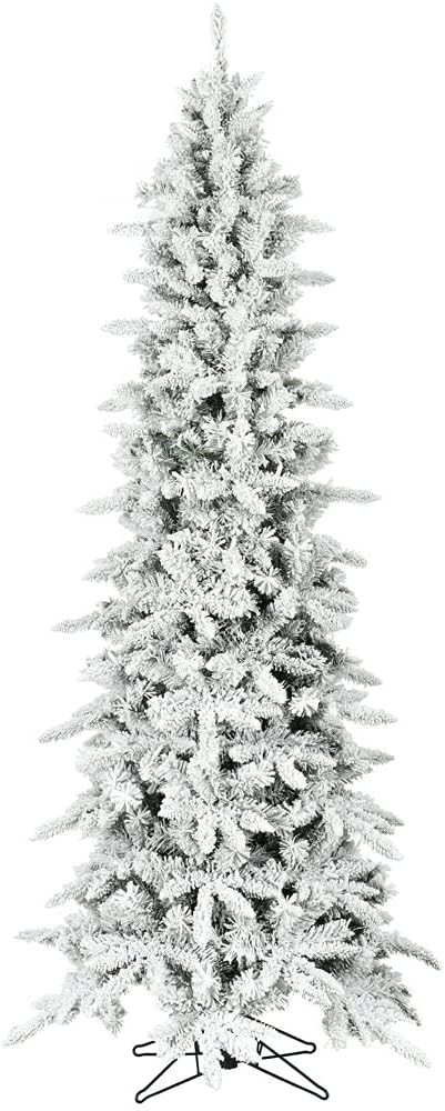 Fraser Hill Farm 7.5-Ft Slim Mountain Pine Snow Flocked Christmas Tree