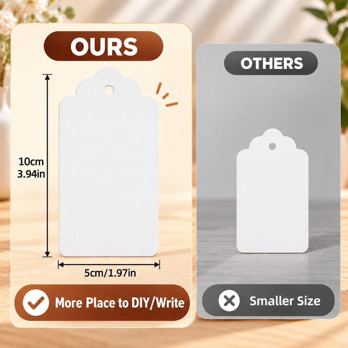 G2PLUS 100PCS White Gift Tags with String, 2 x 4 Inches Blank Paper Tag