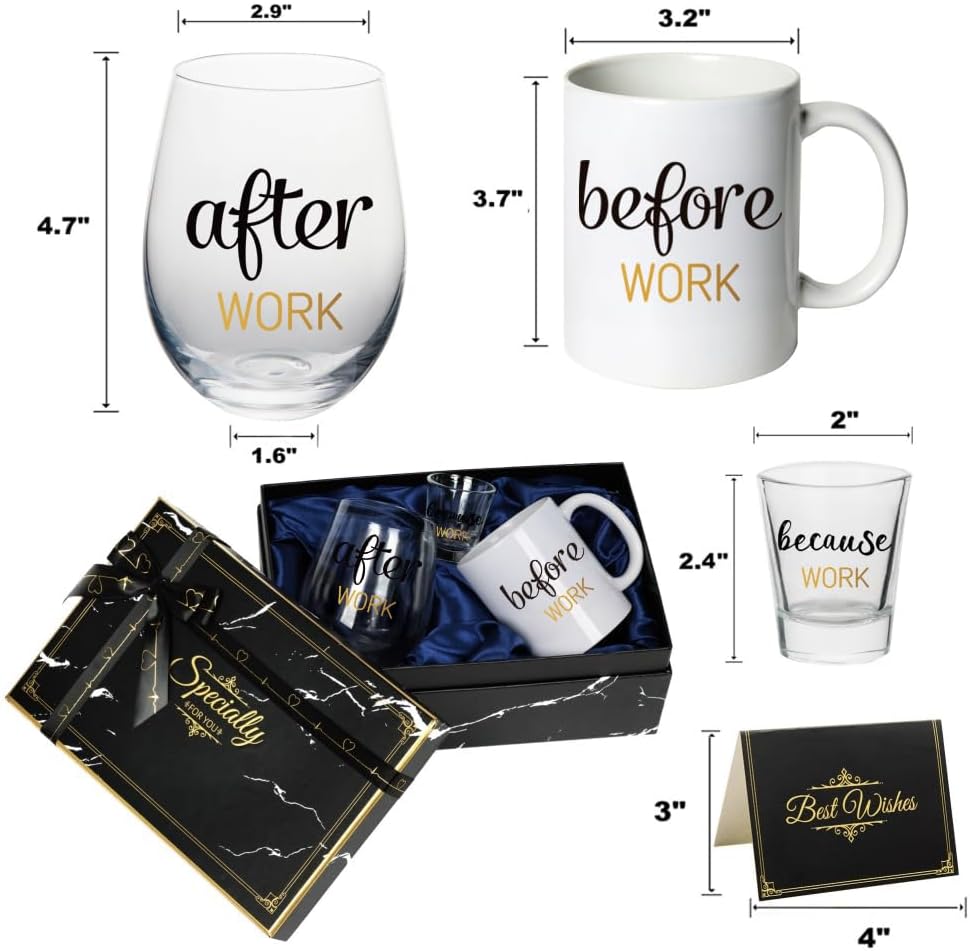 Before Work After Work Because Work Cup Drinkware Gift Set for Men Women