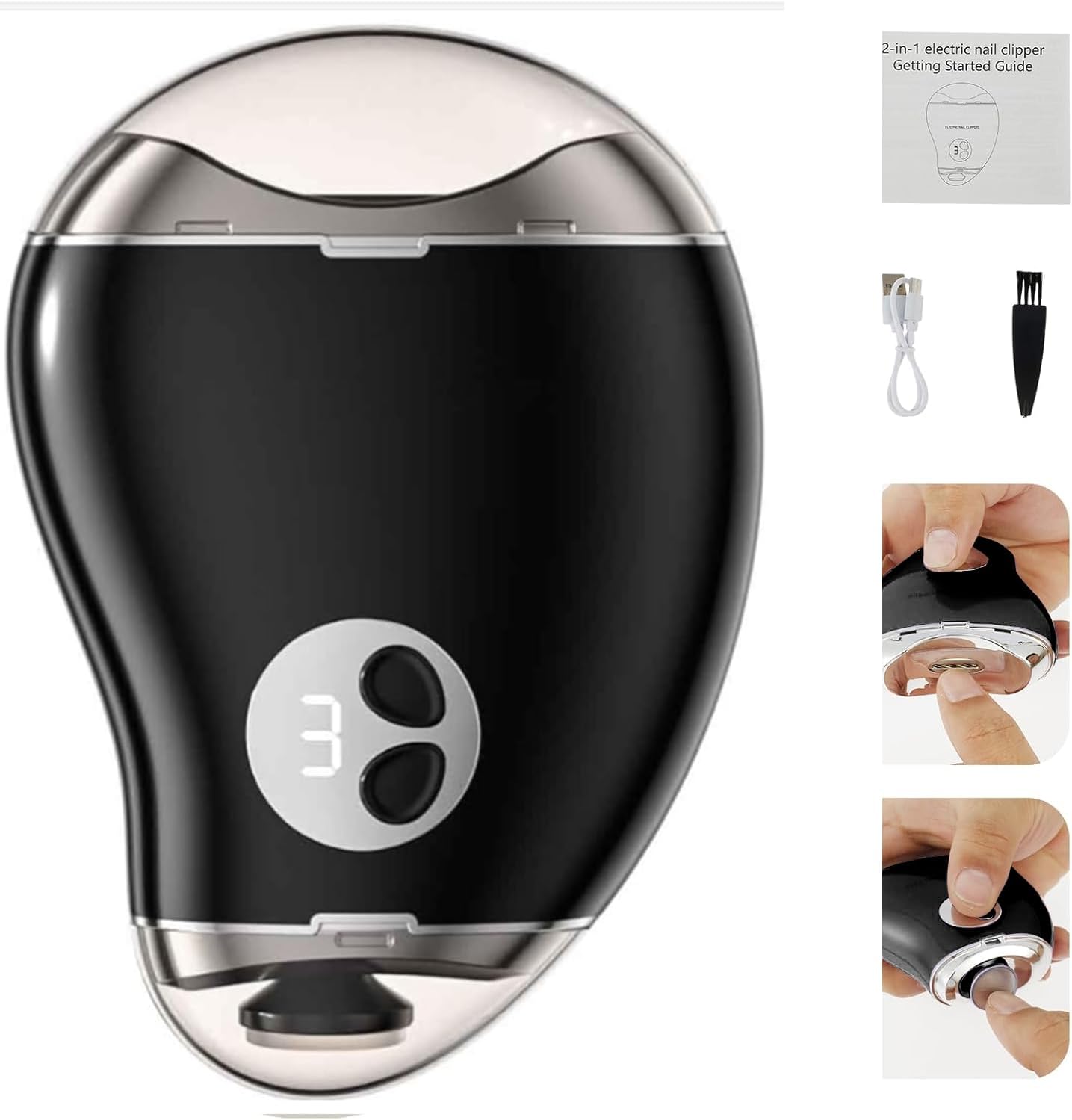 Electric Nail Trimmer 2-in-1 Clippers and File Safe Grooming for Baby Elderly