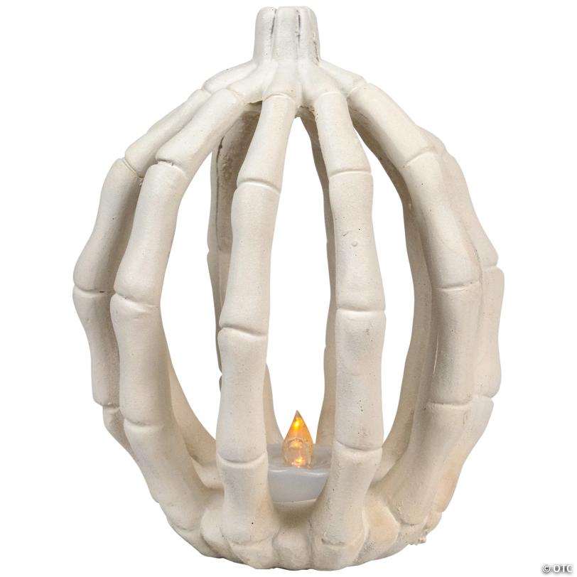 6.25" LED Lighted Skeleton Pumpkin Halloween Decoration - Battery Operated