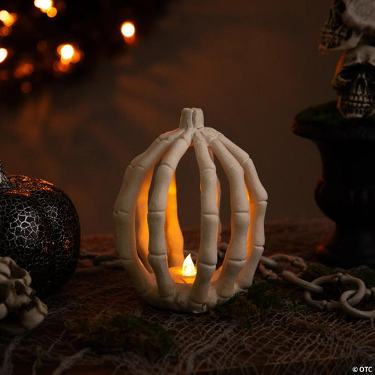 6.25" LED Lighted Skeleton Pumpkin Halloween Decoration - Battery Operated