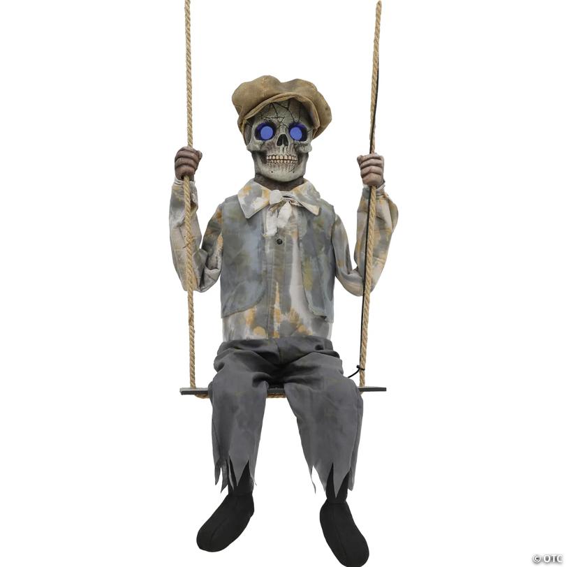 62" Hanging Lightup Animated Swinging Skeleton Boy Decoration