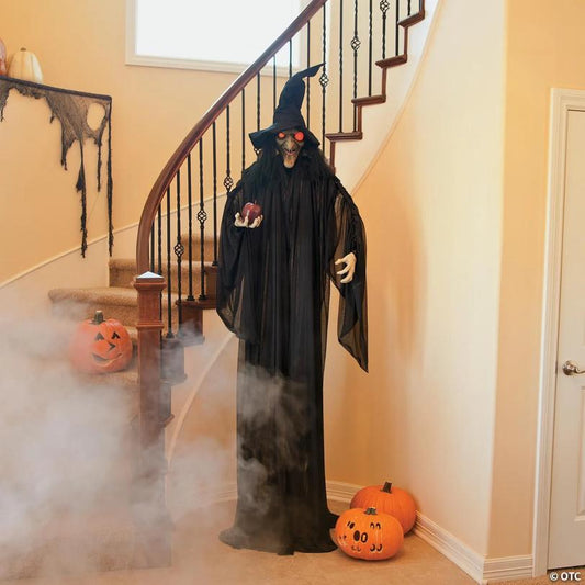 63" x 93" Standing Witch with Red Apple Halloween Decoration