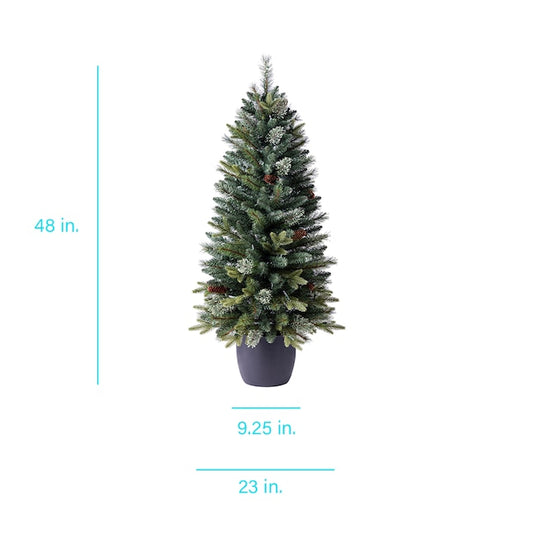 4-ft Hayden pine Pre-lit Slim Artificial Christmas Tree with Multicolor LED Lights | USA Decoration®