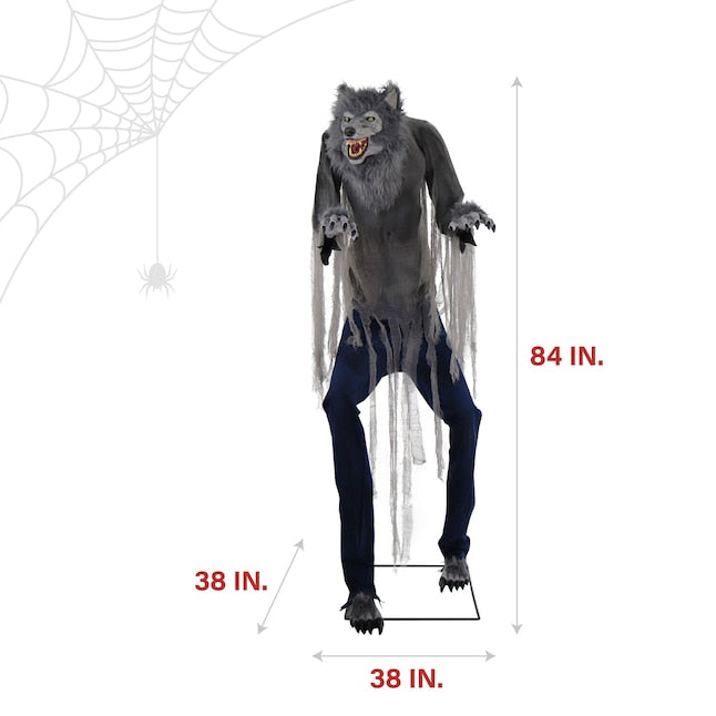 Haunted Hill Farm 7-ft Freestanding Lighted Werewolf Animatronic | USA Decoration