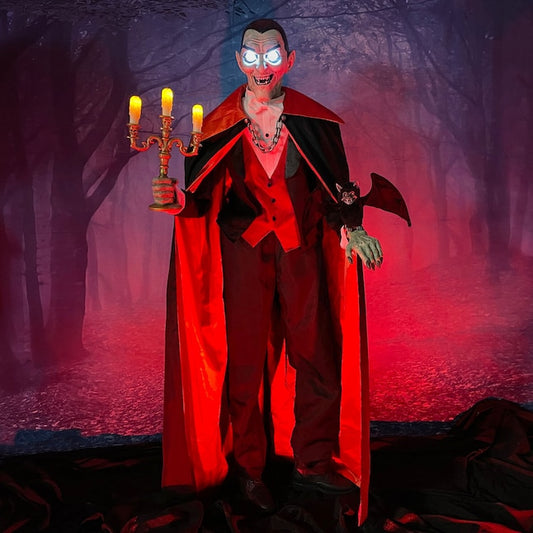 Haunted Hill Farm 5.5-ft Freestanding Talking Lighted Vampire Animatronic | USA Decoration