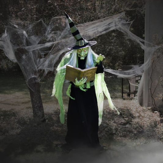 Haunted Hill Farm 6-ft Freestanding Talking Lighted Witch Animatronic | USA Decoration