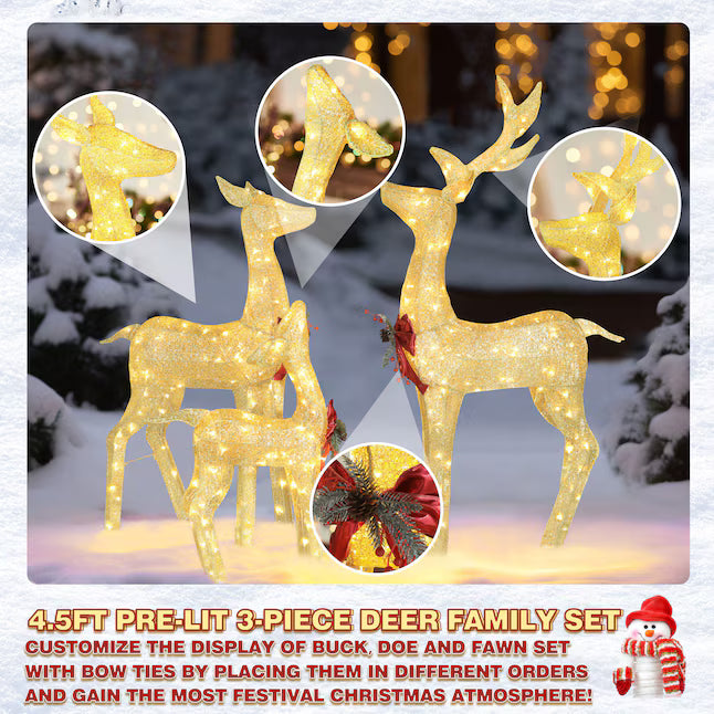 VEIKOUS 53.3-in Freestanding Reindeer Yard decoration with Clear LED Lights