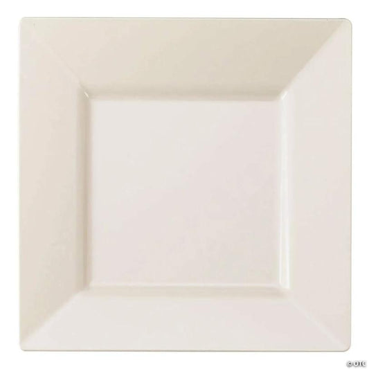 6.5" Ivory Square Plastic Cake Plates (80 Plates) | USA Decoration®