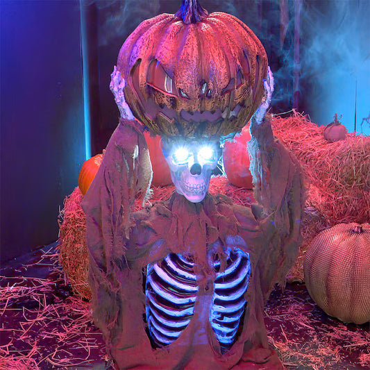 Haunted Living 4-ft Pop Up Pumpkin with Skeleton Motion Activated Lighted Animatronic