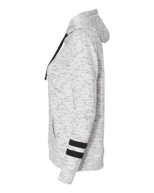 Women’s Mélange Fleece Striped-Sleeve Hooded Sweatshirt | USA Decoration