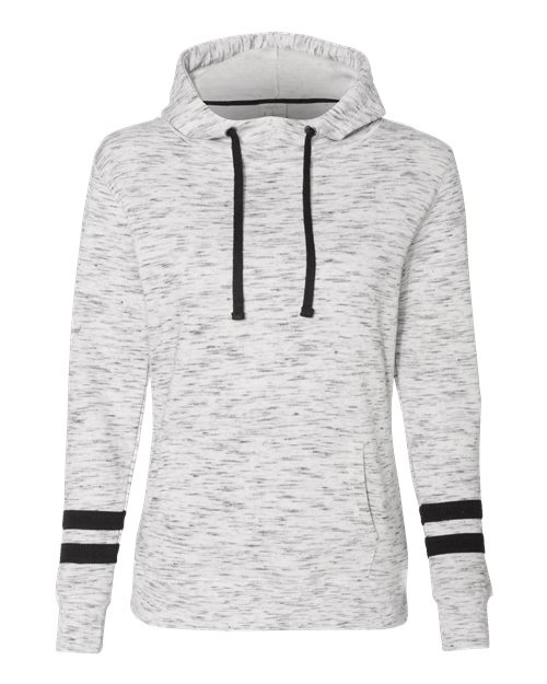 Women’s Mélange Fleece Striped-Sleeve Hooded Sweatshirt | USA Decoration
