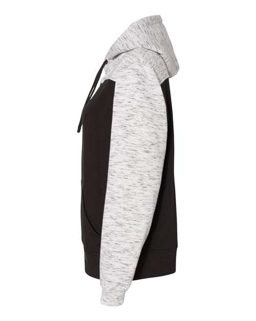 Mélange Fleece Colorblocked Hooded Sweatshirt | USA Decoration